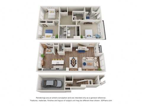 Floor plan for 3 beds, 2.5 baths, 2648 sqft